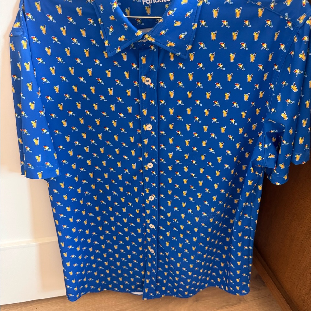 Fanatics Blue Casual Button Down Shirt with Geometric Pattern